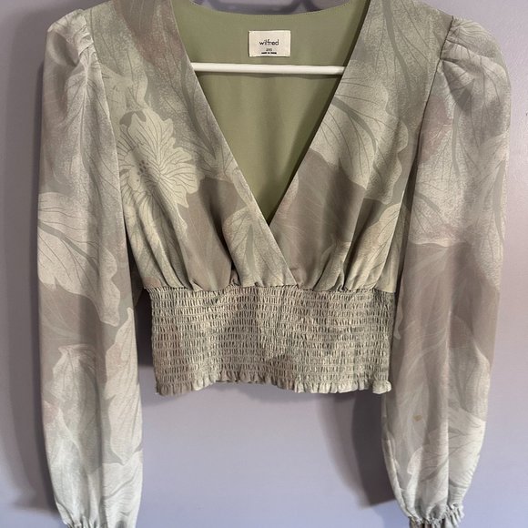 Aritzia Wilfred Long Sleeve Print Blouse - Picture 1 of 2